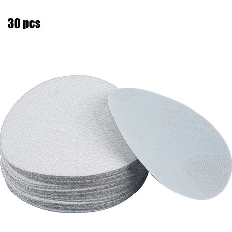 Ortviai Disques abrasifs ronds 5 pouces – 30 pièces, grain blanc 180, fibres végétales, fixation velcro (1/5)