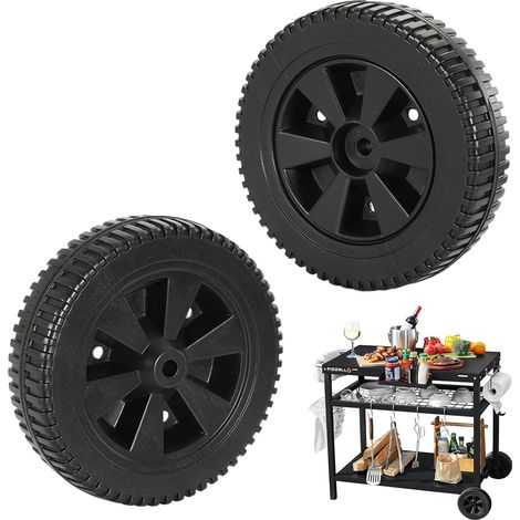 Juego de 2 ruedas de 15 cm para barbacoa - Repuestos para barbacoas de gas - Ruedas para horno - Ruedas giratorias para horno - Negro (1/5)