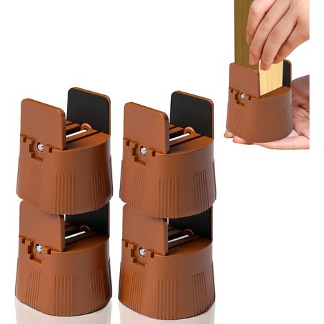 Cuatro elevadores de cama aptos para patas de muebles de 1 a 50 mm de ancho y 5,2 cm de altura, extensiones para sofás y mesas (marrón).