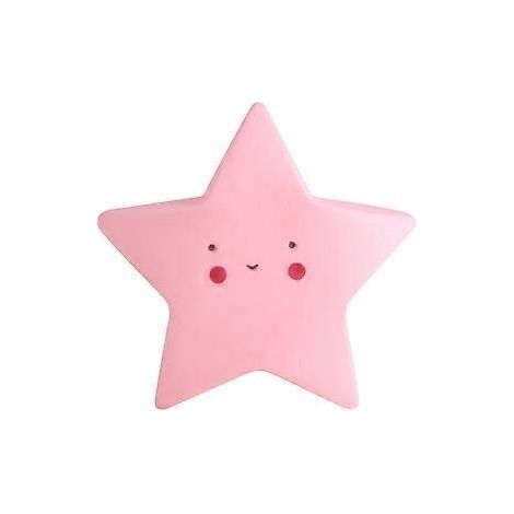Hübsche LED-Nachtlampe mit lächelndem Gesicht für Kinderzimmer (rosa Stern)