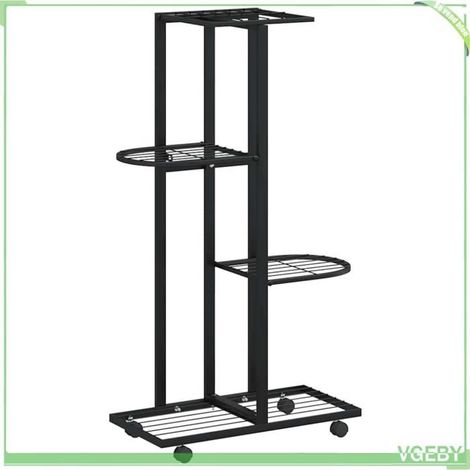 Jardinière à 4 niveaux - FAFEICY - 343115 - Noir - Roues pour mobilité - Cadre en fer 44x23x80 cm (1/5)