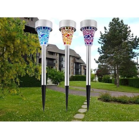 3-Piece Solar Mosaic Steel LED Garden Lights - SWISSANT® Outdoor Path Lighting