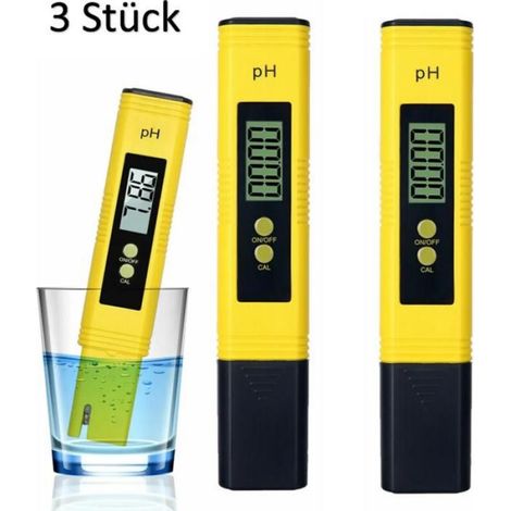 pH-mètre numérique portable, lot de 3, pour eau potable, piscine, aquarium, laboratoire, 15,5 x 3,1 x 1,7 cm (1/5)