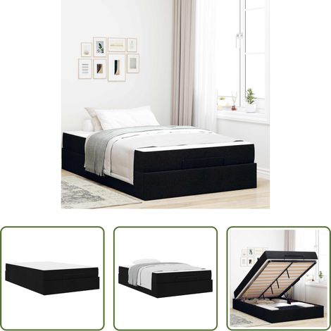 Matelas en mousse -  Cadre de lit avec matelas avec matelas 2 pcs Noir tissu (1/5)