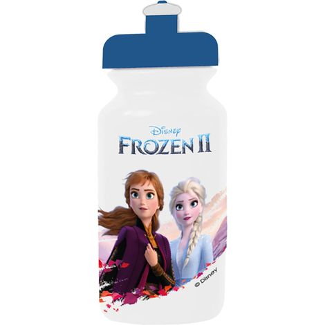 Borraccia azzurra per bambine in plastica Disney Frozen da 380 ml con chiusura antigoccia e banda antiscivolo (1/2)