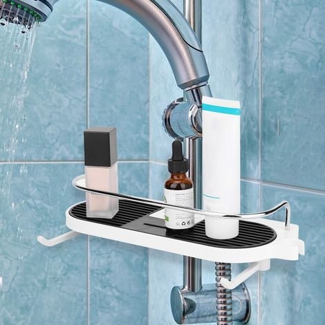 Multifunktionales Badezimmer-Ablageregal mit Seifen- und Shampooablage, Hebestange und Duschkopfhalterung (1/5)