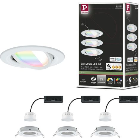 Spot encastré LED Nova Coin rond 84mm 50° RGBW+ 3x6W 3x500lm 230V Blanc dépoli Alu moulé sous pression (1/5)