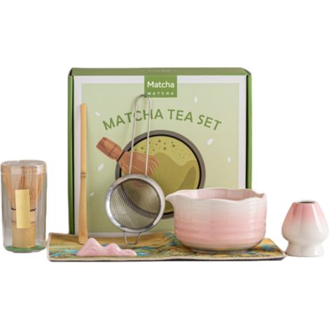 Matcha Set - Bol En Fouet En Bamboo - 500 Ml - Avec Support Fouet - Filtre - Cuillère Et Torchon - Pour Cérémonie Thé Japonaise - 7 Pièces (1/5)