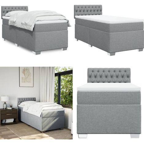 Boxspringbett mit Matratze Hellgrau 100x200 cm Stoff - Boxspringbett - Doppelbett - Bettenrahmen - Schlafsystem - Liegekomfort - Home & Living (1/5)