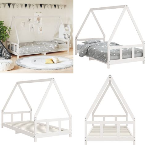 Estructura de cama para niños madera de pino blanco 90x190 cm - Cama de madera - Cama de pino