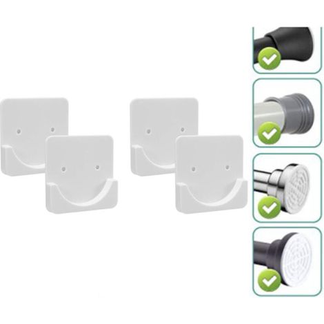 Supports adhésifs pour tringle à rideau de douche Sans perçage Tringle non incluse Lot de 4 (blanc) (1/5)