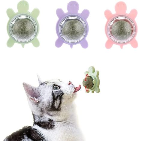 Jouet Herbe à Chat Tortue, Boule Herbe à Chat Murale Rotative, Catnip Ball Herbe à Chat Nettoyage Dents, Digestion Chats (1/5)