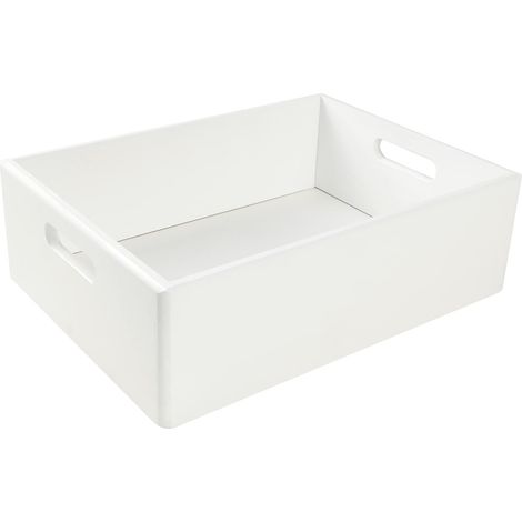 Caisse Bois Rangement avec Poignées Blanc 40 x 30 x 13 cm (1/5)