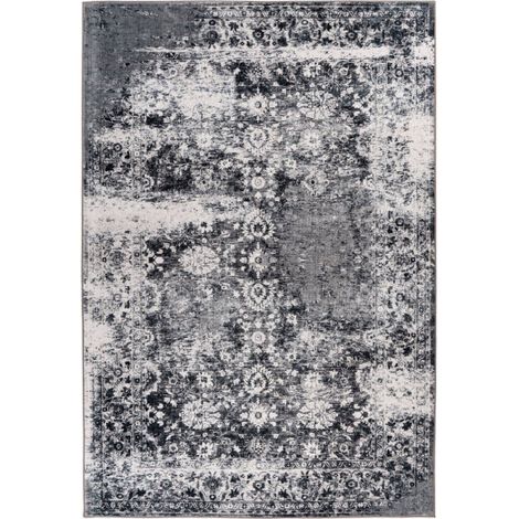 Tapis Tissé Vintage à Poils Plats "Saphira" Gris 120 x 170 cm (1/5)