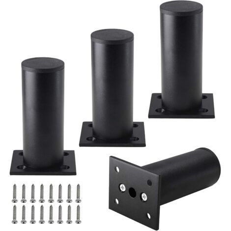Lot de 4 pieds de meuble 4 pouces, pieds d'armoire réglables en alliage d'aluminium, pied de support de canapé rond en métal, pieds réglables (1/5)