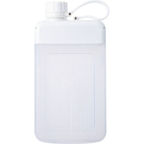 Bouteille d'eau plate et portable carrée pour voyage en plein air, bouteille d'eau de poche portable, bouteille d'eau de sport plate et créative, simple, blanche, 450 ml (1/5)