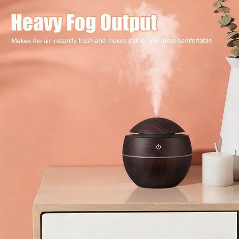 Wood Grain Humidifier, Portable Mini Humidifier Compact Portable Aroma Diffuser Quiet Essential Oil Diffuser for Bedrooms Living (1/5)