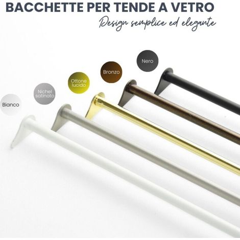 TENDAGGIMANIA Bacchette Tende Pressione 1 COPPIA -Bacchetta a molla Estensibile Tende senza Forare in Ferro COLORE BIANCO -MISURA 50/63CM- Astine per Tende a Finestra FORTE TENUTA E PRESSIONE