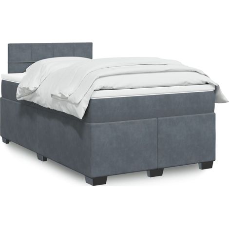 Boxspringbett mit Matratze Dunkelgrau 120x190 cm Samt