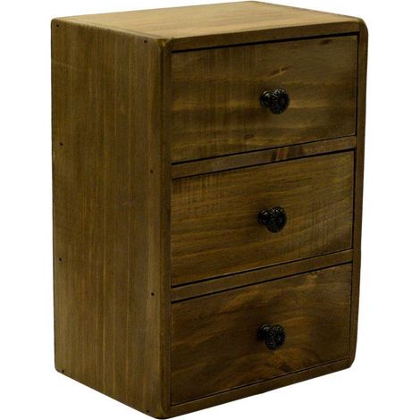 Rechteckige Aufbewahrungsbox aus Holz 3 Schubladen cm17x12h24