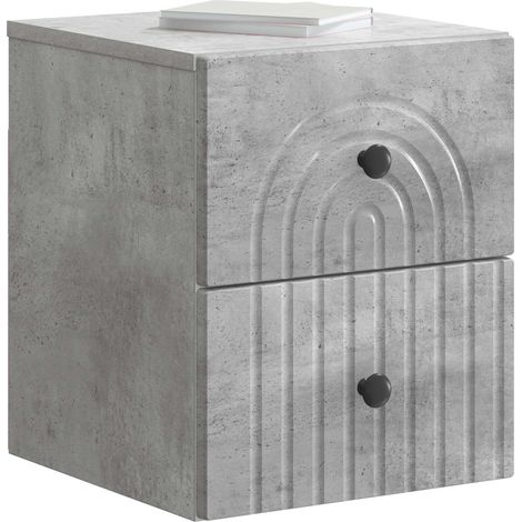 Maison Exclusive - Mobiletto da notte a muro con cassetto 2 pcs Grigio Cemento (1/5)