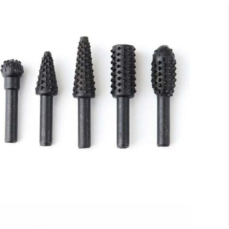 1/4" 6mm Rotationsfräser-Set Elektrowerkzeuge Holzschleifen Gravieren Schnitzen Feile Rape Bohrer Rotationsbohrer Schaftfräser-Set für Holzbearbeitungs-Kit Triumph 5er-Pack (Schwarz)