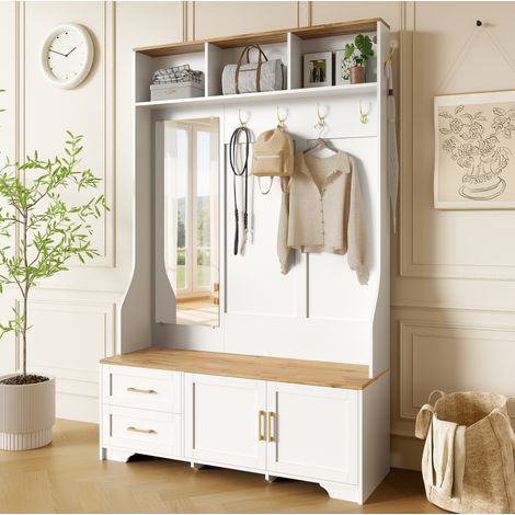 mobile contenitore 120x40x187 con specchio LED bianco OKMYHOME (1/5)
