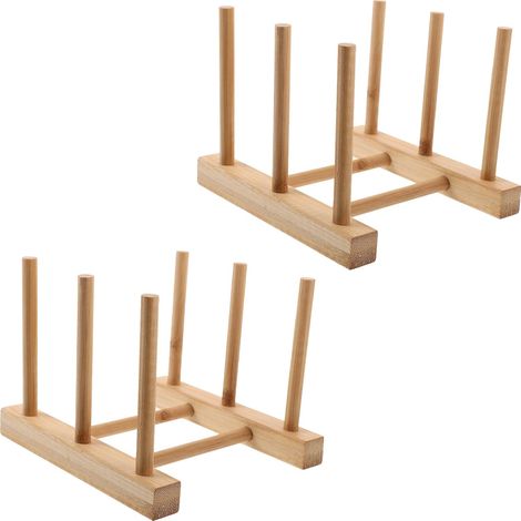 Étagère de Rangement en Bambou 2pcs pour Tasse et Verre, Égouttoir à Verres Finition Soignée et Grosse Capacité, Cuisine (1/5)
