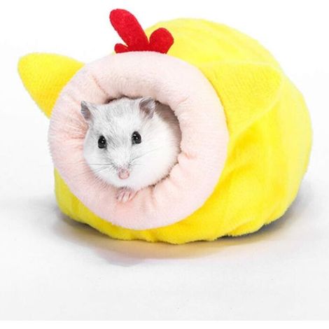 Hamster Small Cotton Nest Winter Sleeping Nest House Cotton Rabbit Nest Winter Warm Cotton Sleeping Nest for Small Animal Mini Hedgehog, Yellow (1/4)
