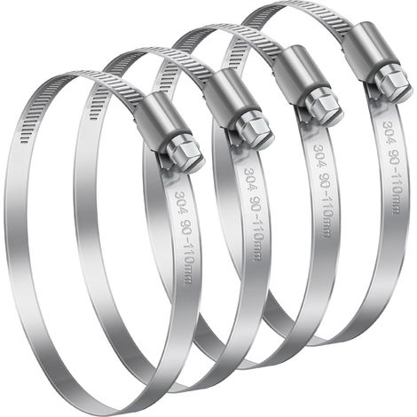 70-90mm Collier de Serrage Réglable, 4 Pcs Inox 304 Métallique (1/5)