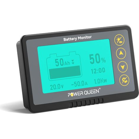 Moniteur de batterie 500A avec shunt,Alarme programmable,Plage de tension 8V-120V,Affichage LCD, Fil blindé 20ft,Compatible avec les batteries 12V Lithium, LiFePO4, Gel, plomb-acide (1/5)