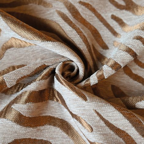 Tissu jacquard chenille motif zèbre Jaune Ocre 140 cm (1/4)