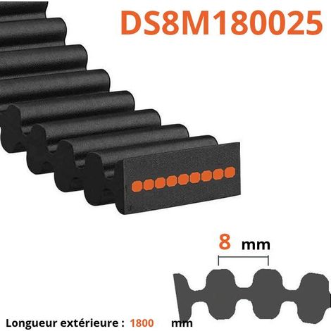 Courroie pour moteur thermique 1800 mm – Largeur 25 mm – Performance de coupe optimale – DS8M180025