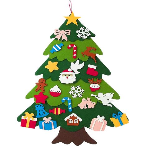26Pcs Sapin de Noël en Feutre Decoration Noël DIY Sapin de Noël Décorations de Saison pour Decoration Mur Fenetre Cheminée GROOFOO (1/5)