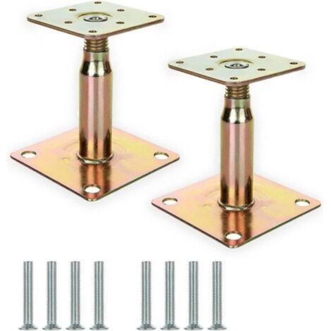 Supports de poteau réglables galvanisés lot de 2 – hauteur 100–150 mm, finition dorée, pour construction extérieure (1/4)