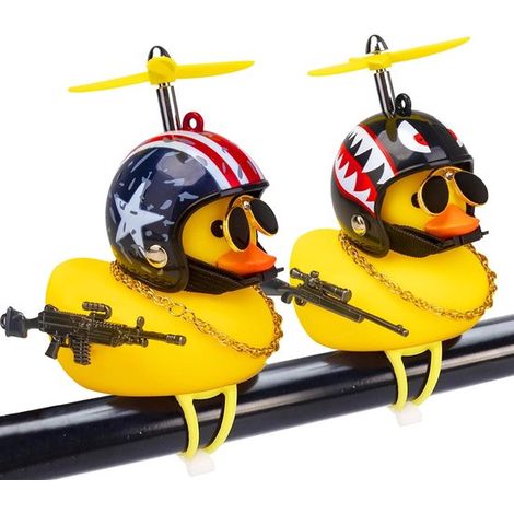2 piezas de adornos de patitos de goma para coche，decoraciones de patitos apretables para el salpicadero，decoración para bicicletas