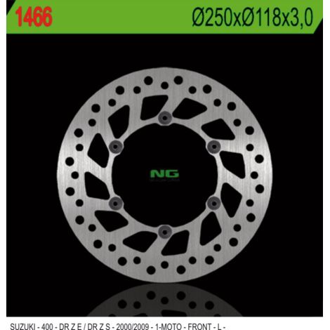 Vordere Bremsscheibe Suzuki DRZ 400 E/S 00-09 (250x118x3) 6x6,5mm