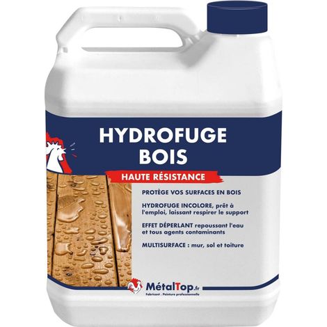 Metaltop – Hydrofuge bois incolore 1 L – Imperméabilisant pour tous types de bois – Protection durable jusqu'à 12 ans – Séchage rapide 10 min