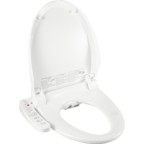 Siège de toilette électrique blanc, Abattant WC chauffant 3 températures, Lunette de toilette avec lavage et séchage, Nettoyage bidet (1/5)