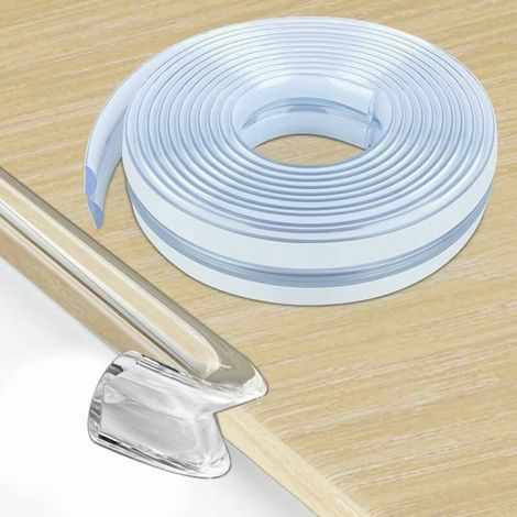 Protezione angolare in silicone per tavoli, 6 m, pre-adesiva, trasparente, per mobili, per la sicurezza dei bambini in casa (6 m × larghezza 1,5 cm) (1/5)