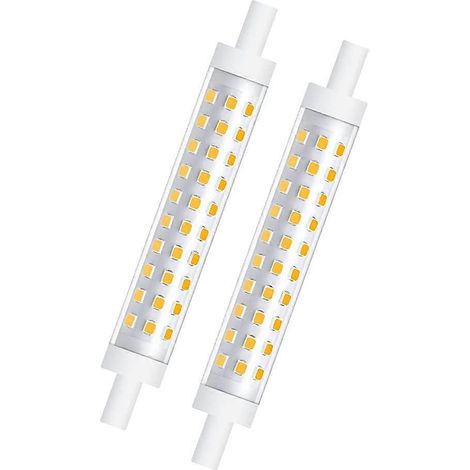 2 ampoules LED 10W R7s 118mm à intensité variable, blanc chaud 3000K, équivalent à un projecteur halogène 100W à réflecteur [Classe énergétique A++] (1/5)