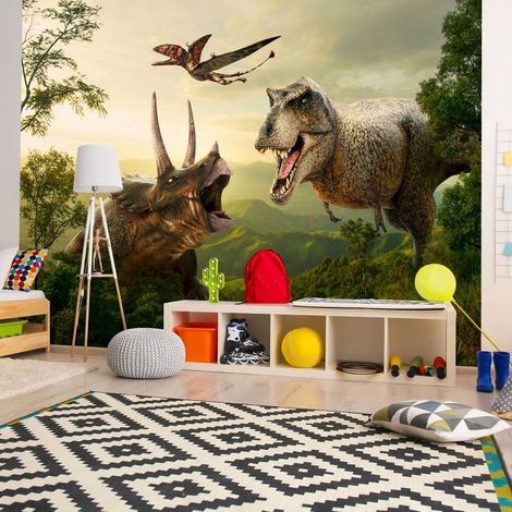 Papier peint adhésif Place des dinosaures - 441 x 315 cm