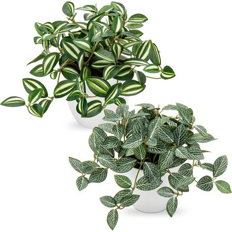 Petits Plantes Artificielles d'Intérieur en Pot - Ensemble de 2 Plantes Décoratives Fausses Réalistes en Pot pour la Décoration Esthétique de la Maison, Salon, Salle de Bain, Bureau, Étagère (1/5)
