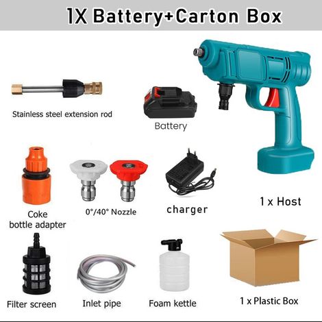 Nettoyeur sans fil haute pression pistolet a eau ,9000mAh generateur de mousse machine a laver machine outil de nettoyage de voiture a la maison (1/5)