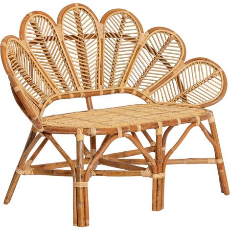 Made In Meubles – Banquette en rotin fleur 130x65cm – Hauteur d'assise 95cm – Style bohème pour intérieur – Confort pour 2 personnes (1/5)