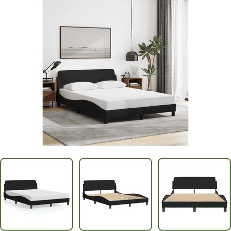 vidaXL Tête de lit - Cadre de lit Dover noir 140x200 cm tissu (1/5)
