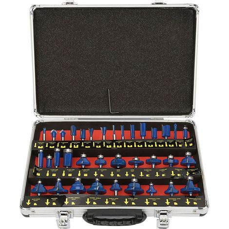 Set aus 35 Fräsern zum Fräsen mit 6,35 mm (1/4") Schaft, professionell, aus blauer Wolframkarbid (1/5)