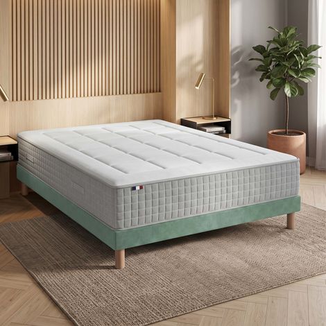 Ensemble matelas ressorts MAX sommier déco vert 140x190cm (1/5)