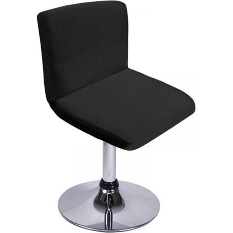 Housse de chaise de bar pivotante avec dossier élastique, noire (1/3)