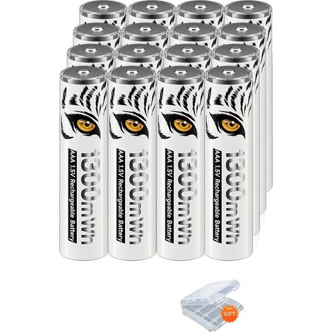 Batterie rechargeable, type lithium, chargeur intelligent inclus, 16PCS Pile AAA (1/2)